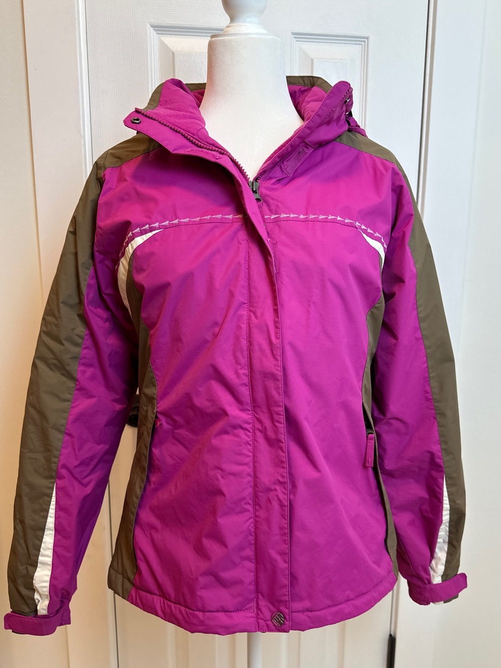 Columbia Women's Hooded Winter Ski Jacket Pink & Brown Medium